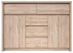 Mobikon Comoda 5 sertare 2 usi din pal melaminat stejar sonoma Norty 127x40x92 cm (0000147839) Comoda