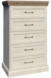 Mobikon Comoda 5 sertare din pal alb pin nordic maro stejar salbatic Royal 57x46x98 cm (0000086113) Comoda