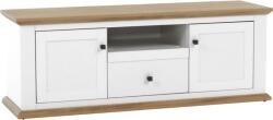 Mobikon Comoda TV, din mdf alb si maro stejar, Grandleon, 150x45x55 cm (0000264786) Comoda