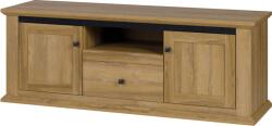 Mobikon Comoda TV, din mdf maro stejar, Grandleon, 150x45x55 cm (0000264770) Comoda