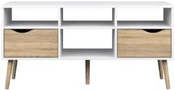 Mobikon Comoda TV 2 sertare din pal stejar sonoma alb Oslo 117x39x57 cm (0000106524) Comoda