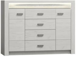 Mobikon Comoda 2 usi 4 sertare din pal alb frasin Infinity 137x42x104 cm (0000108487) Comoda