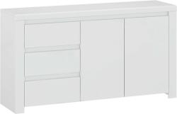 Mobikon Comoda 2 usi 3 sertare mdf alb lucios Lindy 156x42x85 cm (0000303627) Comoda