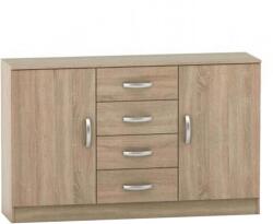 Mobikon Comoda 2 usi 4 sertare mdf maro stejar sonoma Betty 150x39.4x93.9 cm (0000209847) Comoda