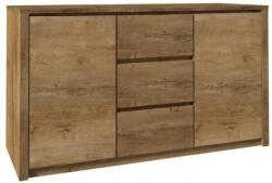 Mobikon Comoda, 2 usi, 3 sertare, pal stejar lefkas Montana, 140x80x43 cm (0000086186) Comoda