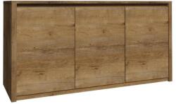 Mobikon Comoda cu 3 usi din mdf maro stejar lefkas inchis Montana 130x43x80 cm (0000086169) Comoda