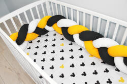 Baby Nellys Pernă tricotat tresă cu lenjerie de pat Mickey - alb, galben, negru Lenjerii de pat bebelusi‎, patura bebelusi