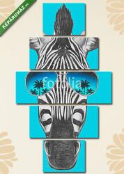 Többrészes Vászonkép, Premium Kollekció: Portrait of Zebra with mirror sunglasses. Hand drawn illustratio(135x70 cm, S01)