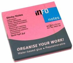 Info Notes Jegyzettömb öntapadó, 75x75mm, 80lap, Info Notes brilliant rózsaszín (5654-32) - tonerpiac