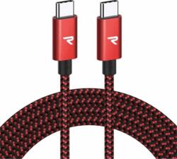 RAMPOW RAD15 USB-C apa - USB-C apa 2.0 Adat és töltőkábel - Piros (1m) (RAD15)
