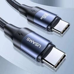 USAMS SJ524USB01 USB-C apa - USB-C apa 2.0 Adat és töltőkábel - Fekete/Szürke (1.2m) (SJ524USB01)