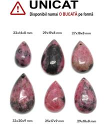  Pandantiv Rodonit Naturala cu Gaura - Picatura - 22-33 x 14-20 x 8-9 mm - 1 Buc