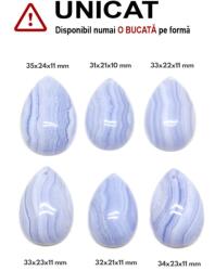 Pandantiv Calcedonie Albastra Dantela Naturala cu Gaura - Picatura - 31-35 x 21-24 x 10-11 mm - 1 Buc