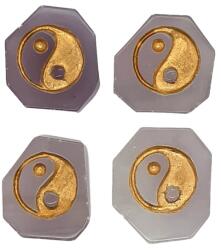 Simbolul Yin-Yang din Fluorit Purpuriu - 30-37 x 25-28 x 10-12 mm - 1 Buc