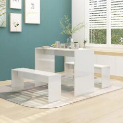 vidaXL Set mobilier de bucătărie, 3 piese, alb extralucios, PAL (809482)