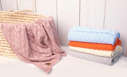 Baby Nellys Bumbac de lux pătură tricotată, pătură CUBE, 80 x 100 cm - roz pudra Lenjerii de pat bebelusi‎, patura bebelusi