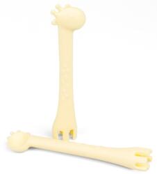 GiliGums Silicon linguriţă Girafă, galben Set pentru masa bebelusi
