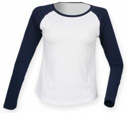 SF (Skinnifit) Tricou bicolor cu mânecă lungă pentru femei - Albă / albastru închis | XL (SK271-1000166764)