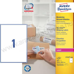 Avery L7167-100 Avery fehér öntapadó csomag címke 199, 6x289, 1mm