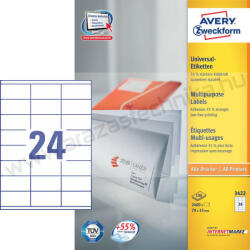 Avery 3422 Avery univerzális címke - fehér 70x35mm