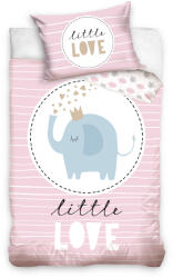 Carbotex Lenjerie pentru pătuț - roz Elephant Little Love 100 x 135 cm Lenjerie de pat