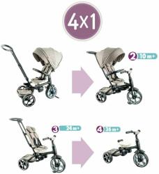 Qplay Tricicleta copii, Qplay, 4 in 1, Prime, Cu sezut reversibil, De la 10 luni la 36 luni, Gri