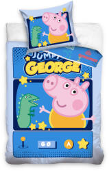 Carbotex Lenjerie de pat copii Peppa Pig - George jumping game 140 x 200 cm Lenjerie de pat