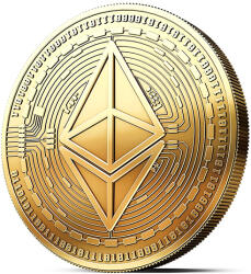 Moneda de colectie Moneda crypto pentru colectionari, GMO, Ethereum ETH, aurie (C996) Moneda