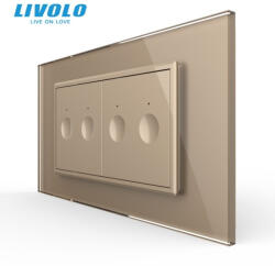 LIVOLO Intrerupator tactil dublu + Intrerupator tactil dublu, 4M, cu rama sticla Livolo (VL-2FC2-2AP-P9E)