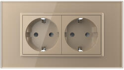 LIVOLO Priza Schuko dubla cu rama sticla 4 M standard italian Livolo (VL-C9-C2EU-13)