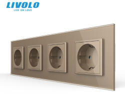 LIVOLO Priza cvadrupla Schuko cu panou din sticla Livolo (VL-C7-4FCTC16A-8A)