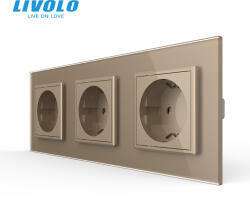 LIVOLO Priza tripla Schuko cu panou din sticla Crystal Livolo (VL-C7-3FCTC16A-6A)