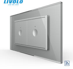 LIVOLO Intrerupator tactil simplu + Intrerupator tactil simplu, 4M, cu rama sticla crystal Livolo (VL-2FC1-2AP-P9E)
