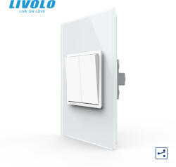 LIVOLO Intrerupator mecanic dublu cap scara 2M, Standard italian Livolo (VL-2FCMKS-1WP-P9E)
