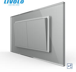 LIVOLO Intrerupator mecanic dublu cap scara, 4M, cu rama sticla Livolo diferite culori (VL-2FCMKS-2IP-P9E)