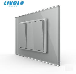 LIVOLO Intrerupator mecanic dublu cu revenire 3M, cu rama sticla Livolo (VL-2FCMH-1IP-P93-1FCMB)