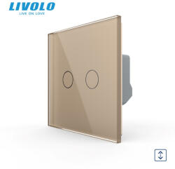 LIVOLO Intrerupator dublu cu touch actionare jaluzele draperie Livolo serie noua (VL-FC2NW-2GS21-A)