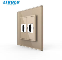 LIVOLO Priza dubla HDMI cu panou din sticla securizata Livolo (VL-2FCHD-1AP-P7E)