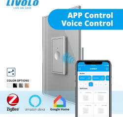 Livolo Intrerupator tactil simplu cap scara zigbee cu rama din sticla 1M Livolo (VL-FC1SZ-1IP-15)