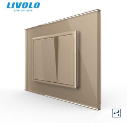 LIVOLO Intrerupator mecanic simplu cap scara 3M, cu rama sticla Livolo (VL-1FCMKS-1AP-P9E-2FCMB)