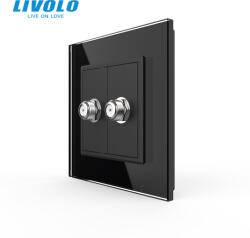 LIVOLO Priza dubla Satelit cu panou sticla, Livolo (VL-2FCSL-1BP-P7E)