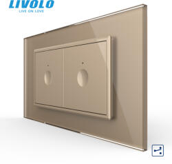 LIVOLO Intrerupator tactil simplu cap scara + Intrerupator tactil simplu cap scara, 4M, cu rama sticla crystal Livolo (VL-2FC1S-2AP-P9E)