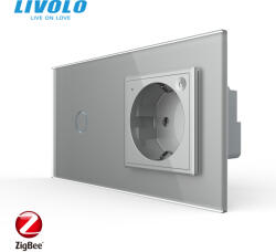 LIVOLO Intrerupator tactil simplu ZIGBEE si priza smart cu control vocal aplicatia mobila Livolo (VL-FC1Z/EZ-4I)