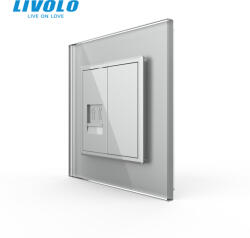 LIVOLO Priza simpla telefon cu panou sticla crystal Livolo (VL-FCTP-1IP-P7E)