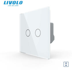 LIVOLO Intrerupator dublu cu touch actionare jaluzele draperie Livolo serie noua (VL-FC2NW-2GS21-W)