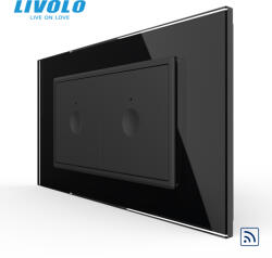 LIVOLO Intrerupator tactil simplu + Intrerupator tactil simplu, 4M, cu rama sticla crystal Livolo (VL-2FC1-2BP-P9E)