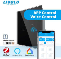 Livolo Intrerupator dublu tactil actionare draperie ZIGBEE- control din aplicatia mobila Livolo (VL-FC2NWZ-2GS21-B)