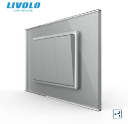 LIVOLO Intrerupator mecanic triplu cap scara 3M, cu rama sticla Livolo (VL-3FCMKS-1IP-P9E)