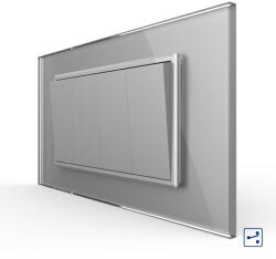 LIVOLO Intrerupator mecanic qvadruplu cap scara , 4M, cu rama sticla Livolo (VL-4FCMKS-1IP-P9E)
