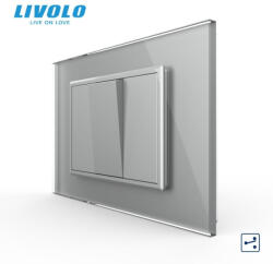 LIVOLO Intrerupator mecanic simplu cap scara 3M, cu rama sticla Livolo (VL-1FCMKS-1IP-P9E-2FCMB)